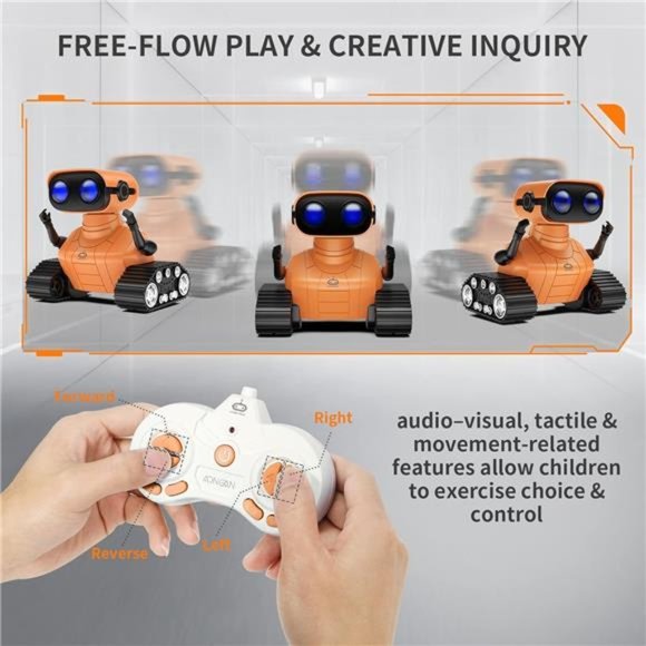 Remote Control Robot Toys for Kids, Dancing Singing Music LED Eyes, (Orange) - Picture 3 of 7